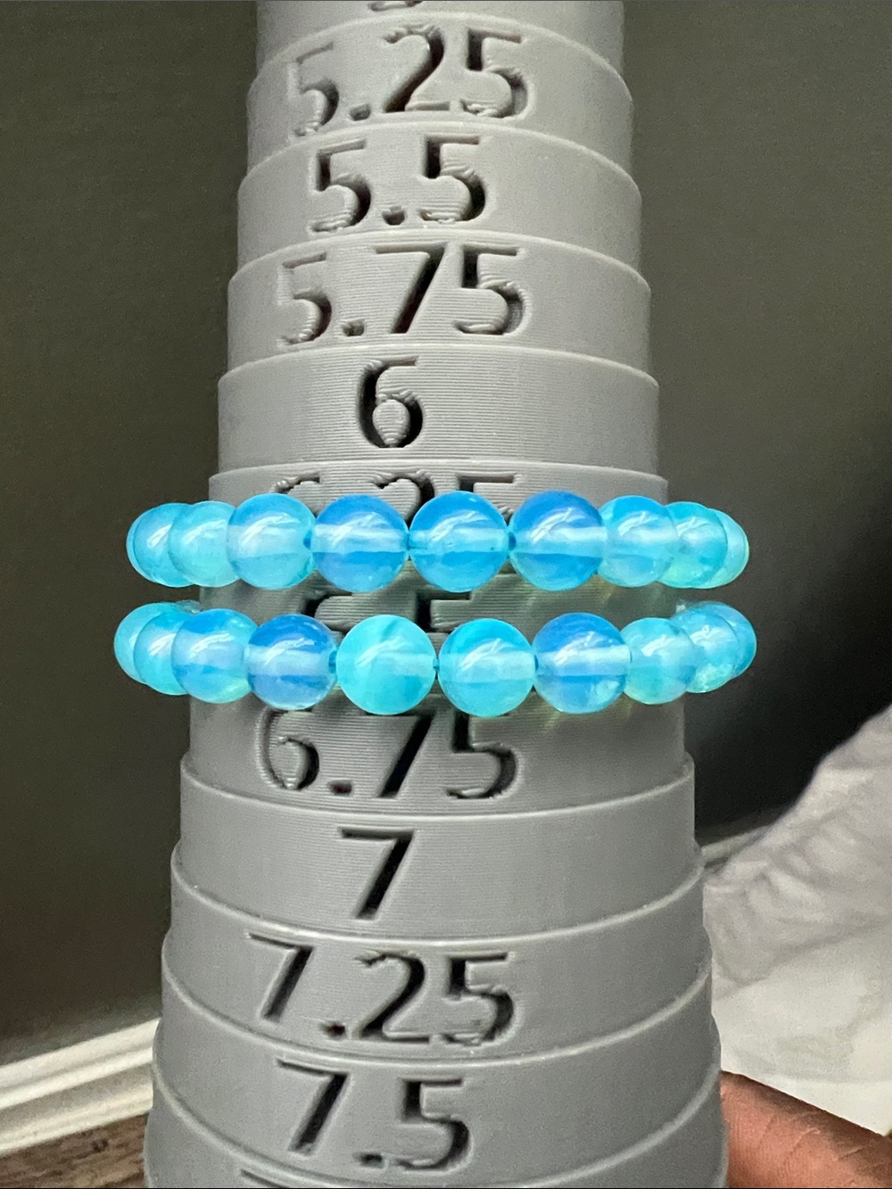 Blue Opalite bracelet 7-8mm SIZE 6.5’ ( ONE )